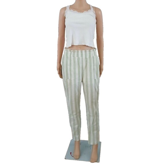 Women's MEDIUM Striped Pants Boho Beachy Lined Light Pockets High Elastic Waist - Picture 3 of 11